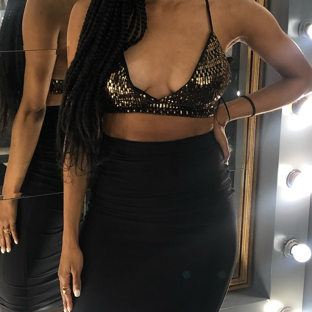 Black & gold bedazzled crop top / bra